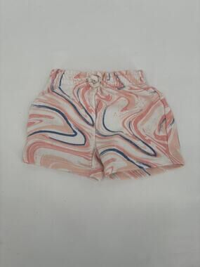 Pekkle Pink Print Shorts Elastic Bow Tie Waist size 2T